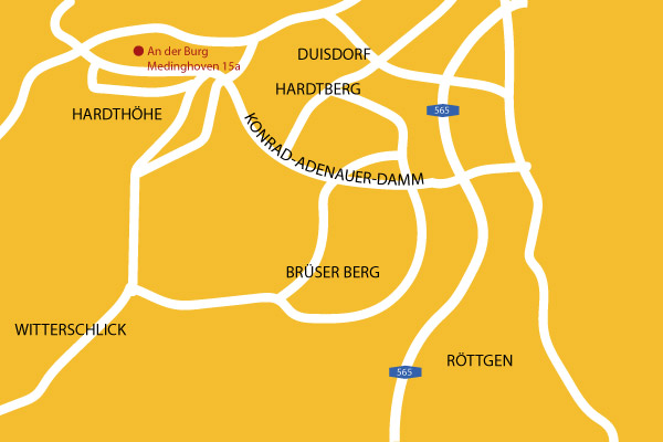 dieses Bild zeigt eine Anfahrtsskizze zur Dorfstraße 4-6 in Bonn - Röttgen